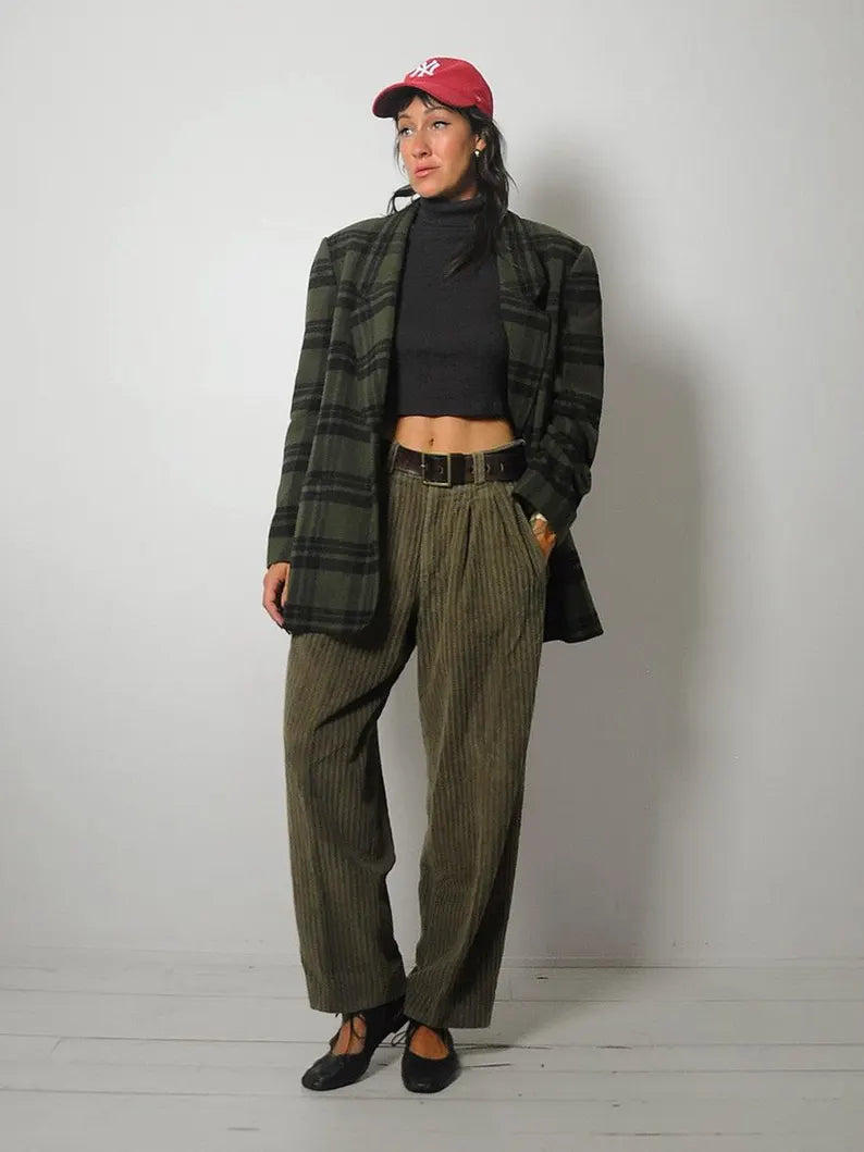 Forest Green Wool Plaid Blazer