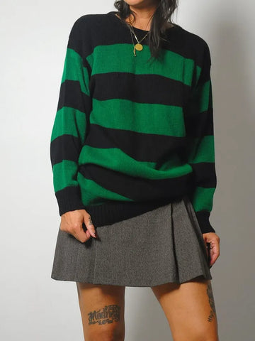 Forest Green Striped Sweater