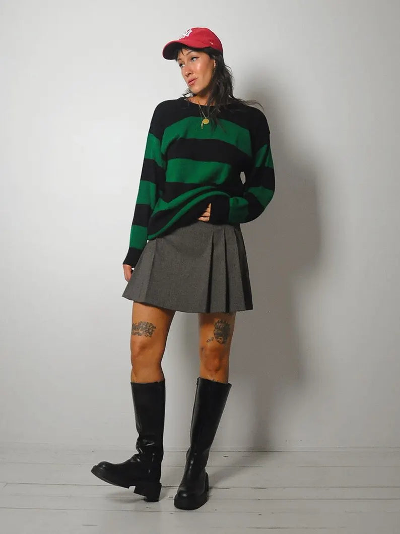 Forest Green Striped Sweater