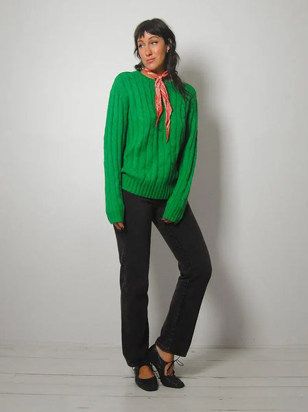 Kelly Green Cableknit sweater