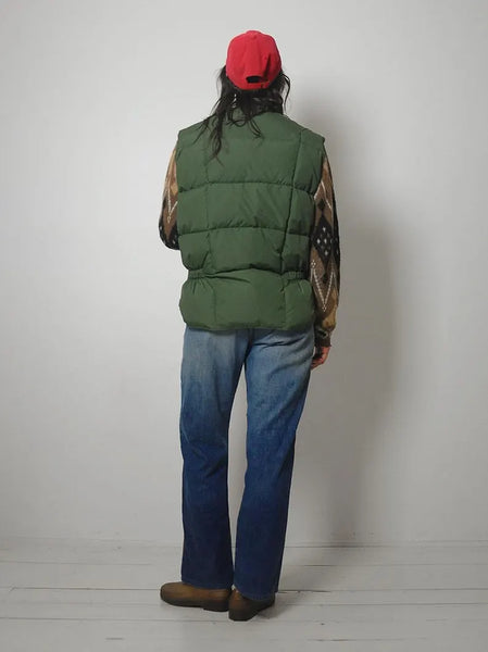 70's Forest Green Puffer Down Vest