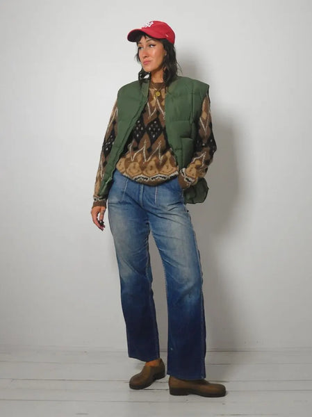 70's Forest Green Puffer Down Vest