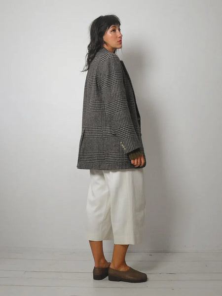 80's Gray Houndtooth Wool Blazer