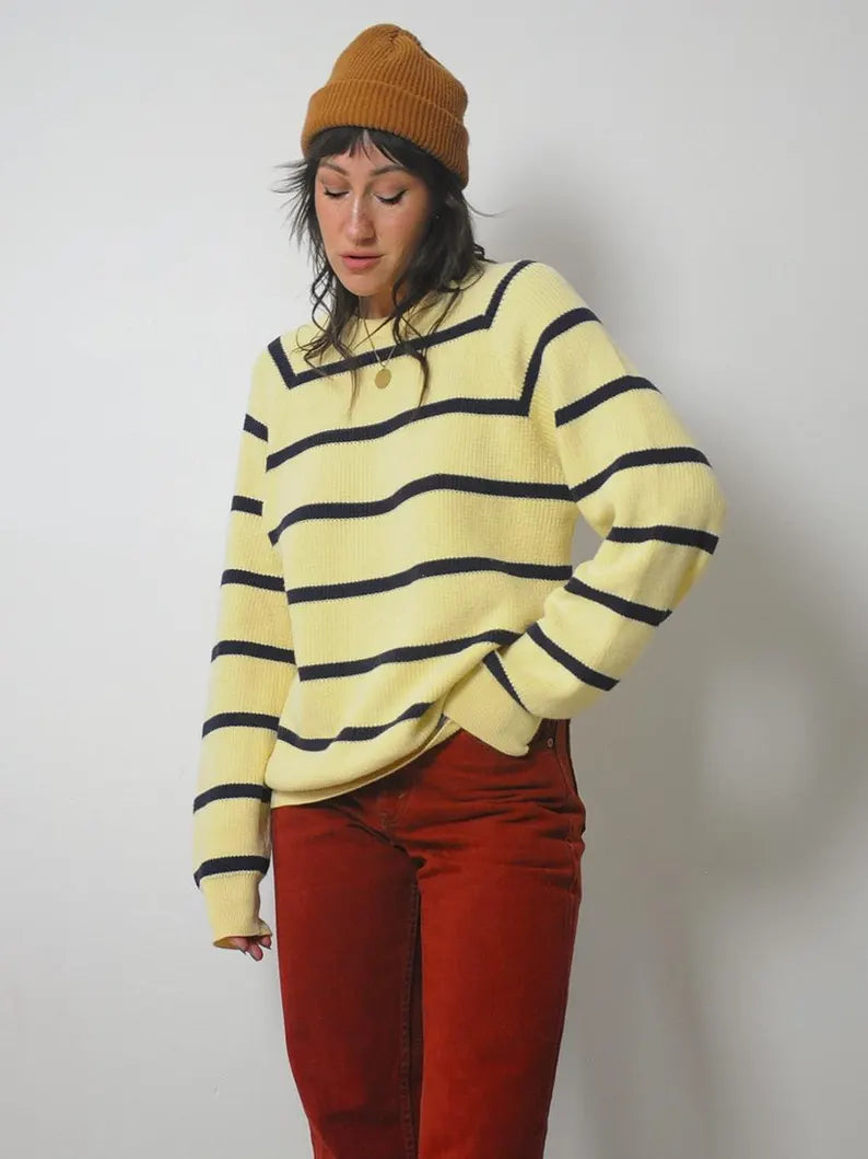 LL Bean Ribbed Striped Sweater