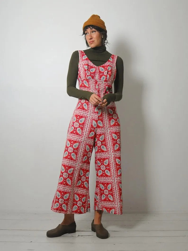 70's Wide Leg Bandana Jumpsuit