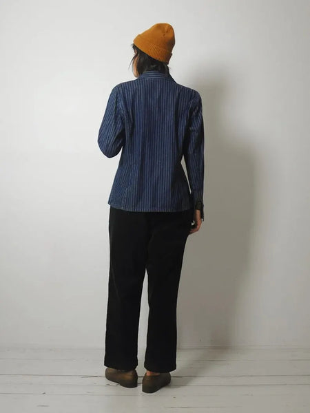 80's Pinstriped Denim Shirt
