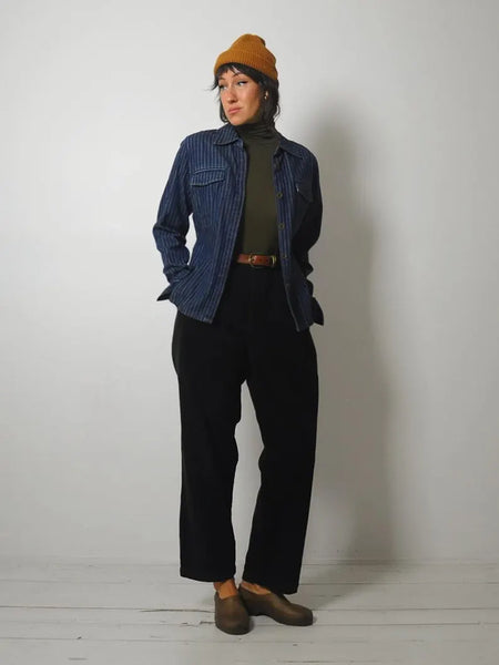 80's Pinstriped Denim Shirt