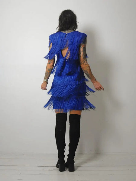 1980's Cobalt Fringe Flapper Mini dress
