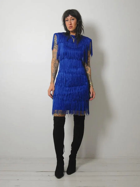 1980's Cobalt Fringe Flapper Mini dress