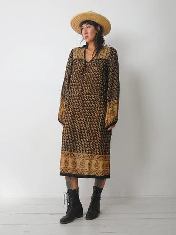 1970's Floral India Cotton Tent Dress