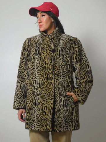 1970's Leopard Faux Fur Coat