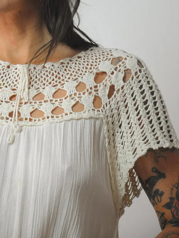 1970's Crochet Gauze Tent Dress