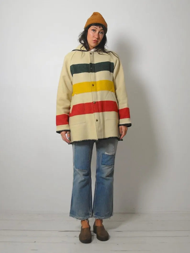1980's Woolrich Hooded Blanket Coat