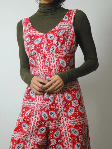 70's Wide Leg Bandana Jumpsuit