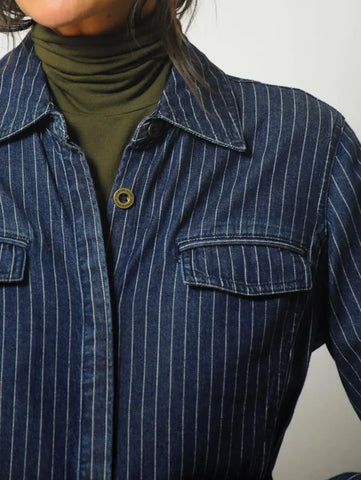 80's Pinstriped Denim Shirt