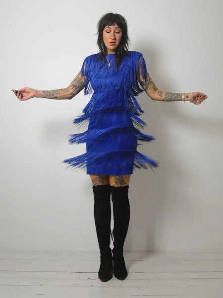 1980's Cobalt Fringe Flapper Mini dress