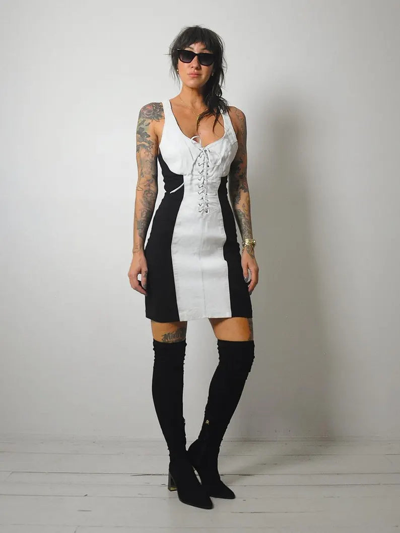 1980's Leather Corset Dress