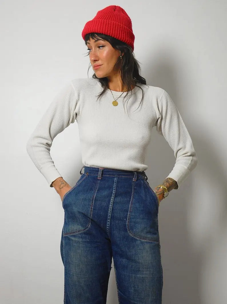 1980's Ivory Waffle Thermal