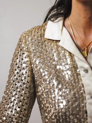 1960's Gold Sequined Shift Dress