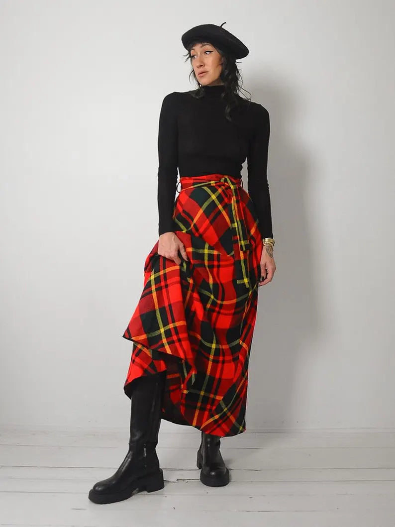 1970's Wool Stewart Plaid Skirt