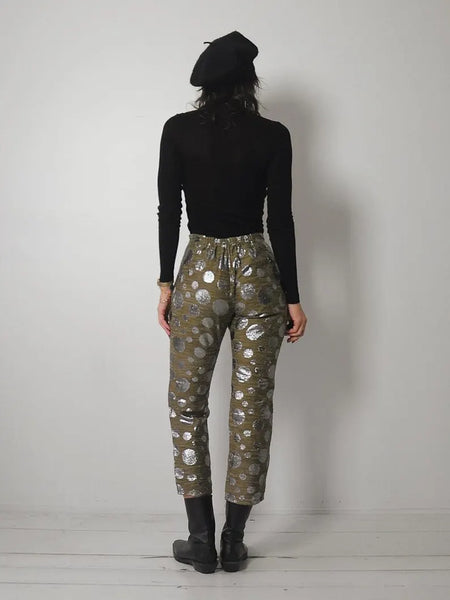 1980's Silver Polka Dot Cigarette Pants