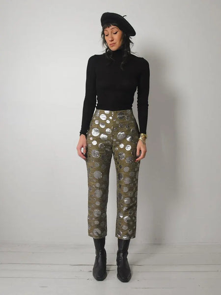 1980's Silver Polka Dot Cigarette Pants
