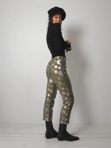 1980's Silver Polka Dot Cigarette Pants
