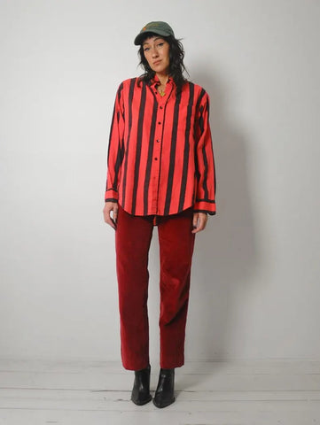1980's Red Striped Shirt