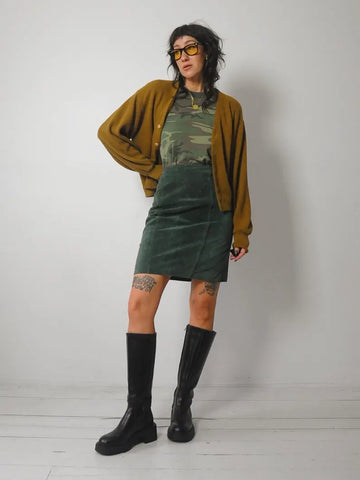 1980's Forest Green Suede Skirt