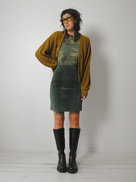 1980's Forest Green Suede Skirt