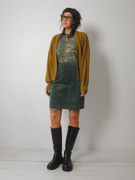 1980's Forest Green Suede Skirt