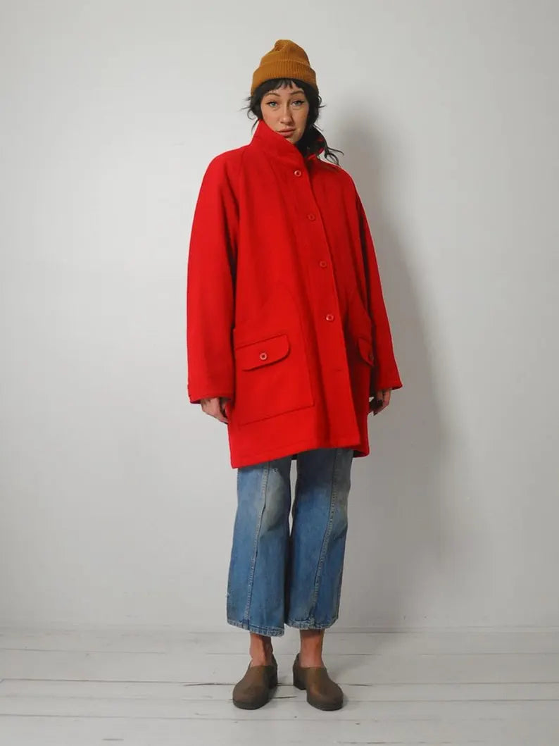 1980's Red Woolrich Duffle Coat