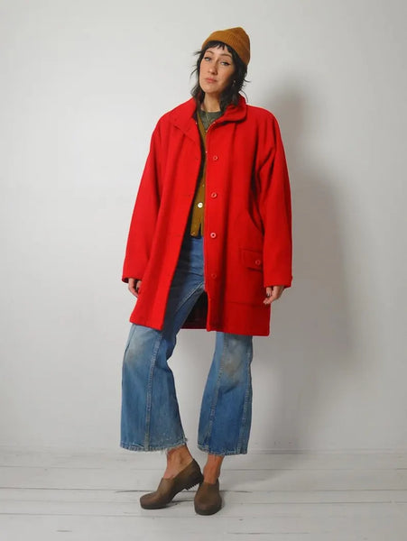 1980's Red Woolrich Duffle Coat