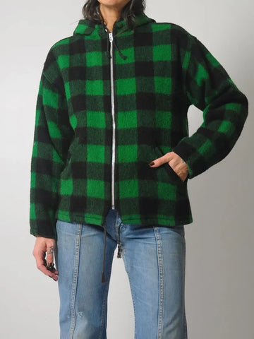 1970's Green Plaid Wool Jacket