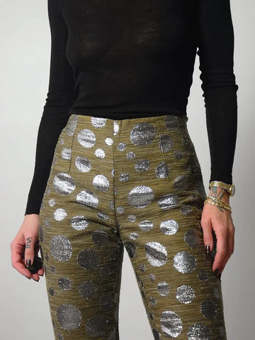 1980's Silver Polka Dot Cigarette Pants