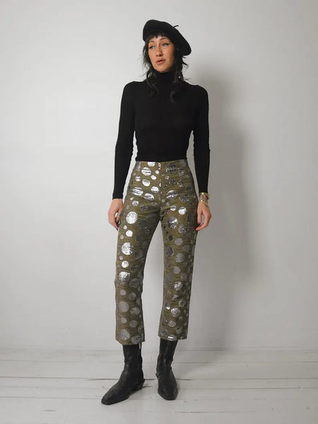 1980's Silver Polka Dot Cigarette Pants