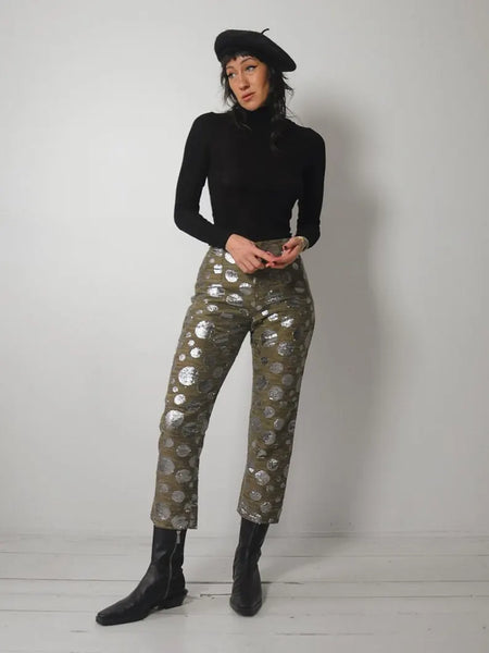 1980's Silver Polka Dot Cigarette Pants