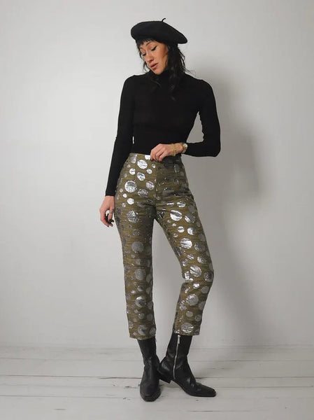 1980's Silver Polka Dot Cigarette Pants