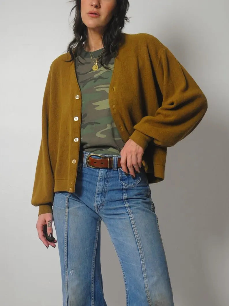 1970's Ochre Slouchy Cardigan