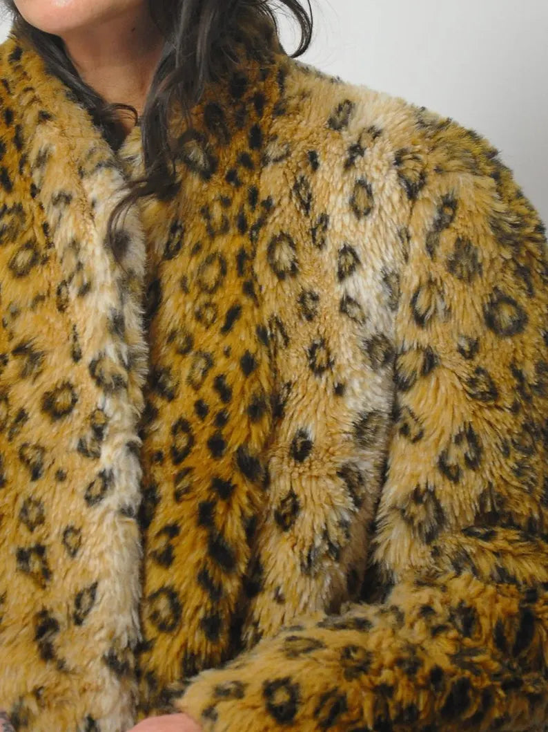 1980's Faux Fur Leopard Coat