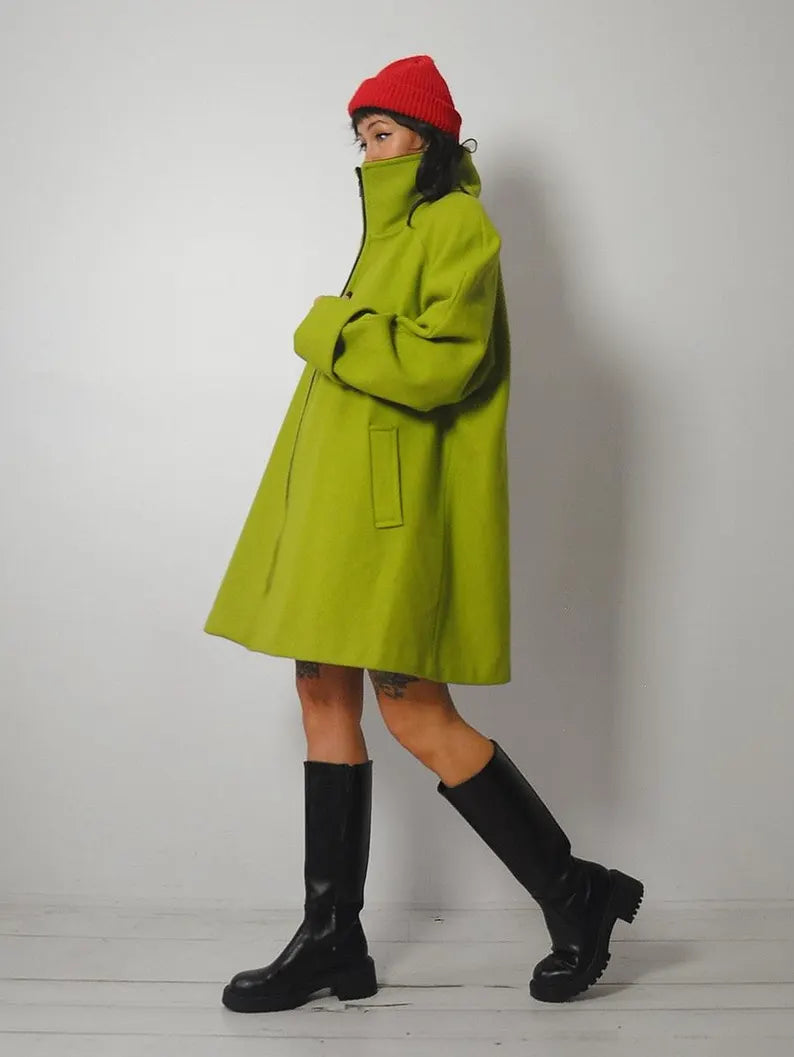 1980's Lime Wool Tent Coat