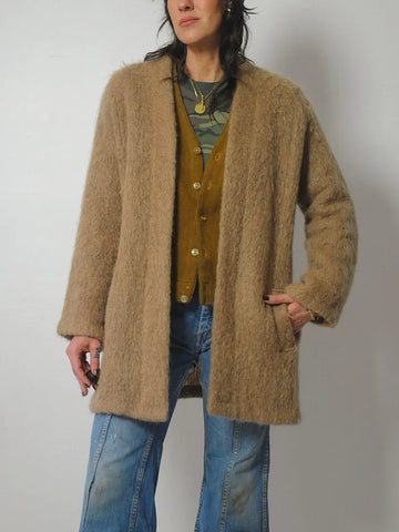 1970's Tan Mohair Cardigan Jacket