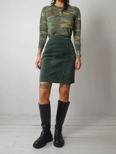 1980's Forest Green Suede Skirt