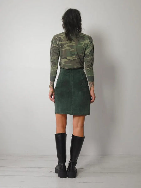 1980's Forest Green Suede Skirt