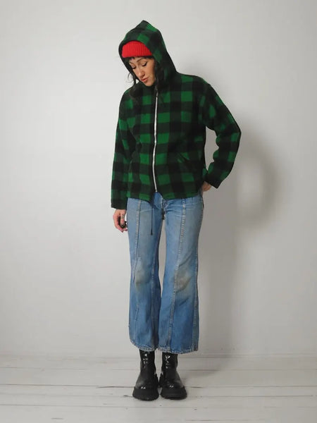 1970's Green Plaid Wool Jacket