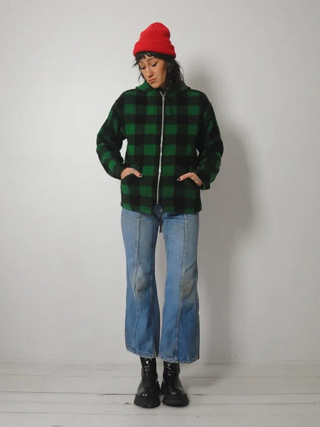 1970's Green Plaid Wool Jacket