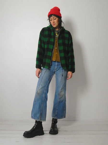 1970's Green Plaid Wool Jacket