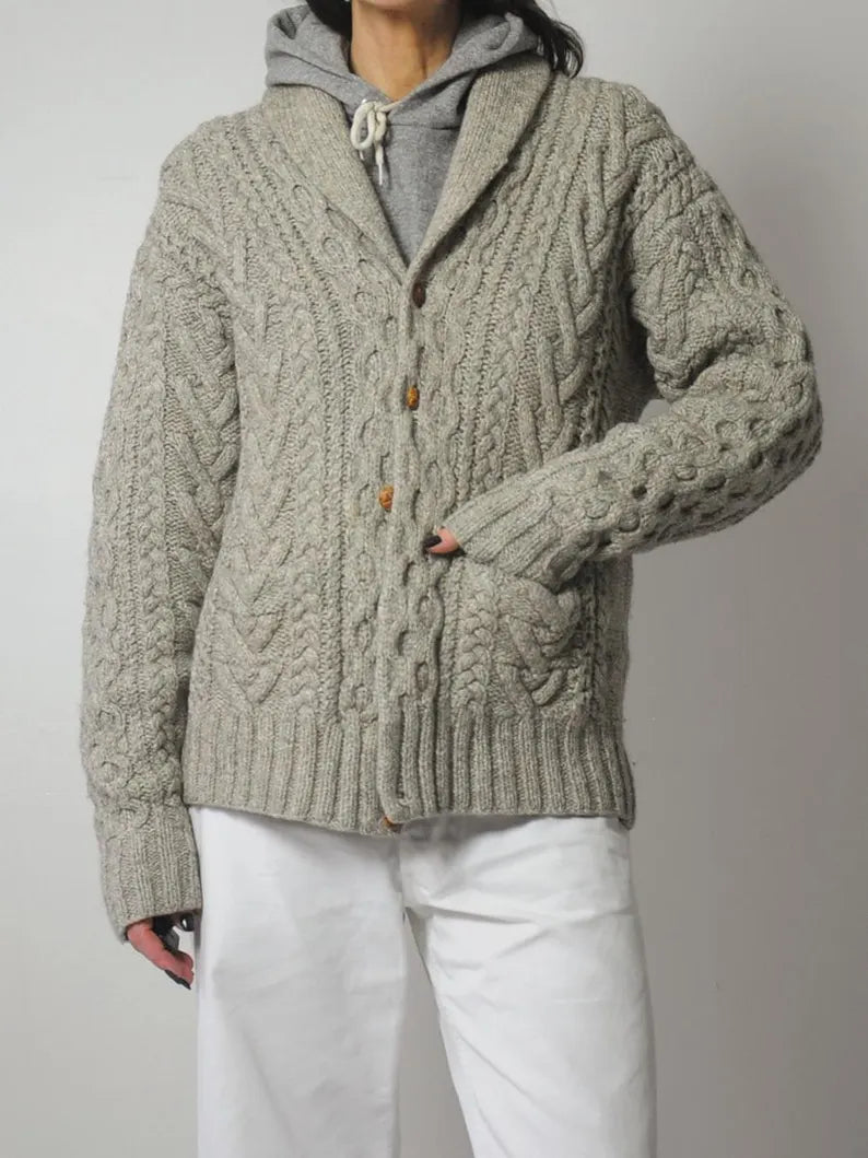 1980's Oatmeal Fisherman's Wool Cardigan