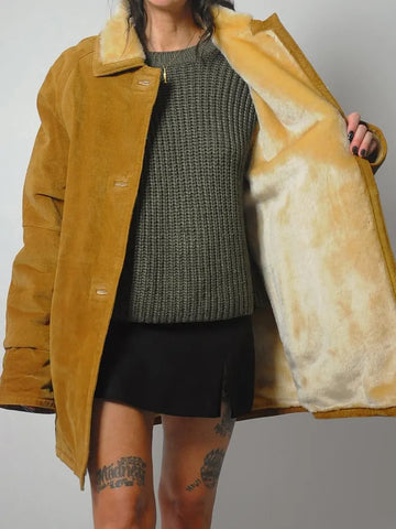 90's Suede Sherpa Coat