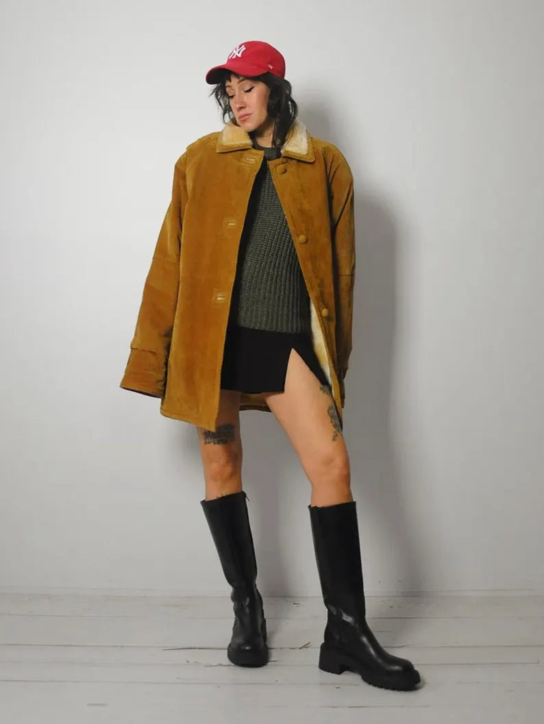 90's Suede Sherpa Coat